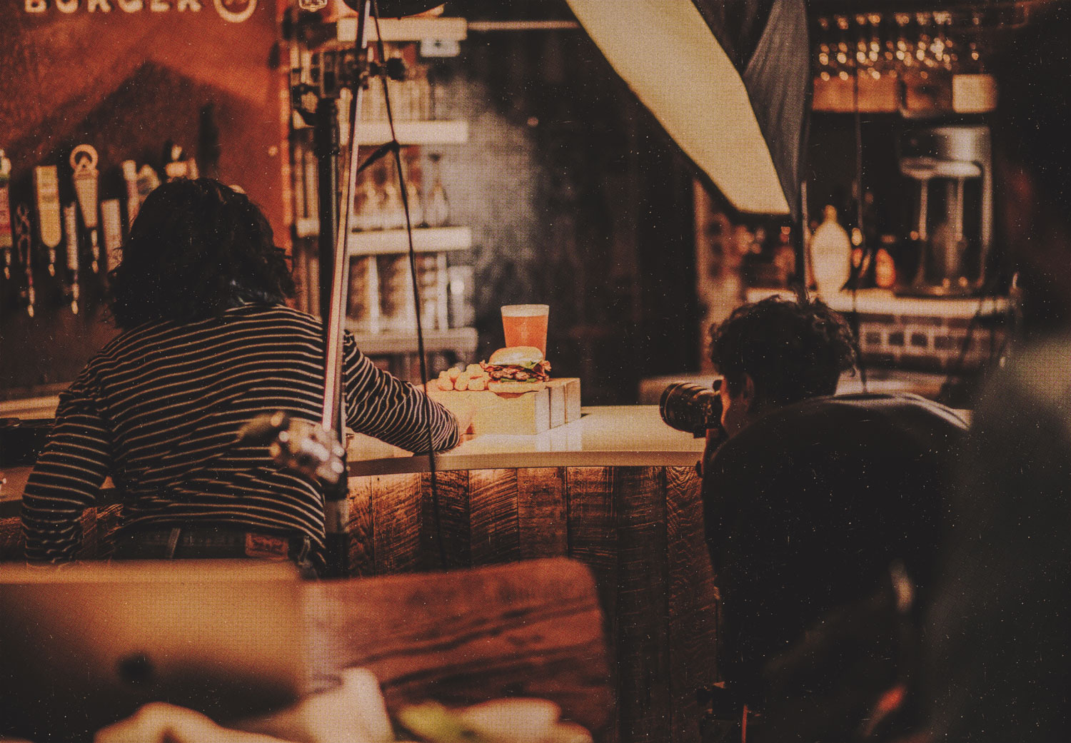 setting up a photoshoot for Bulldog Burger Co